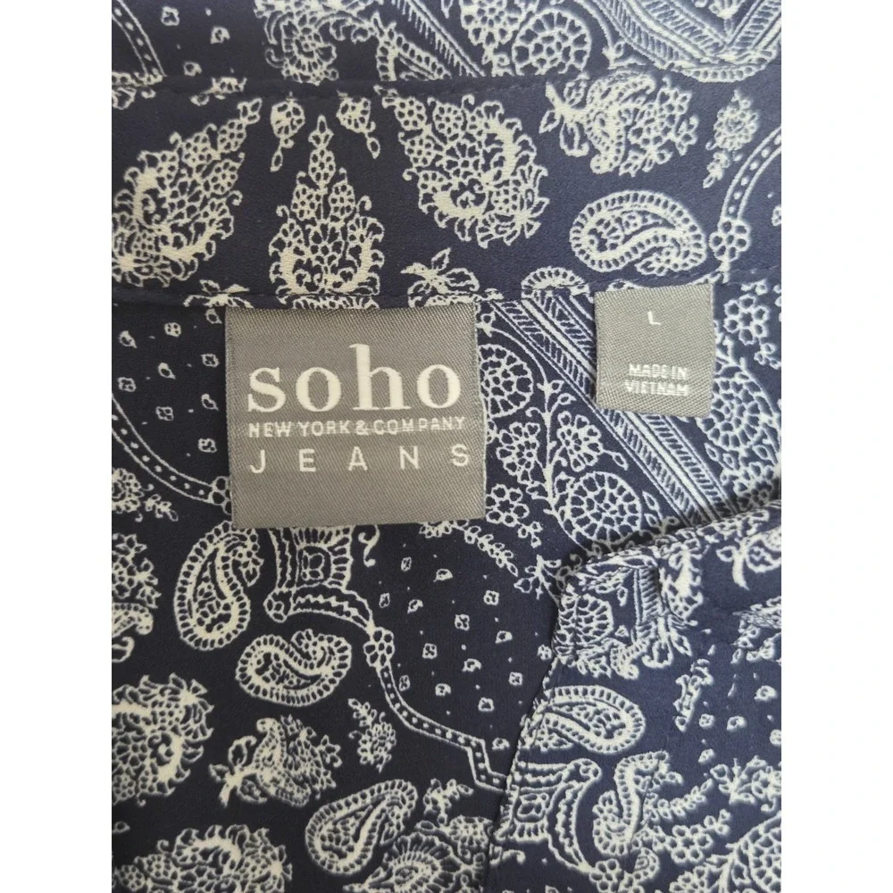 Soho New York & Company Womens Blouse Multicolor Paisley Sleeveless Zip L